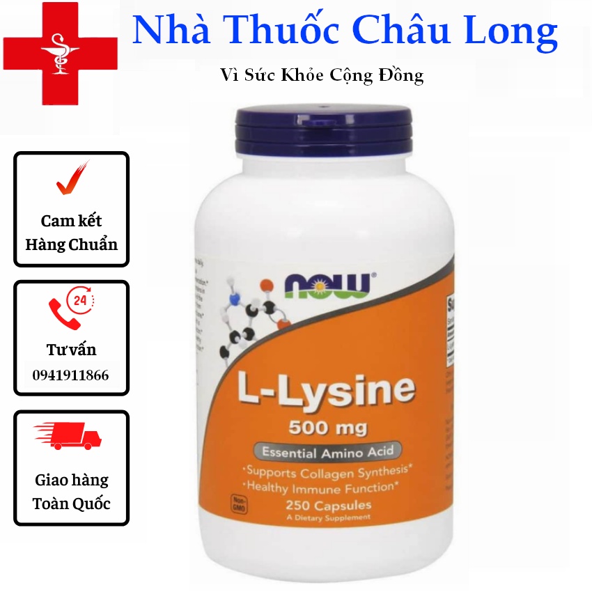 L lysine now 500mg 100 viên - viên uống now l-lysine 500mg 250 viên - lysine llysine now double strength - bổ sung amino axit điều hòa nội tiết - date mới