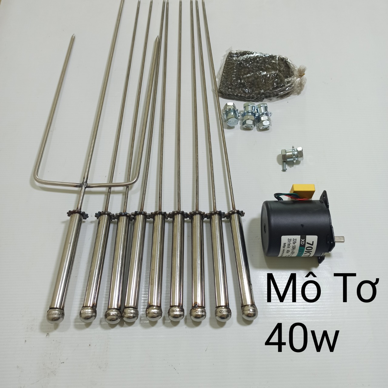 FREESHIP MAX-CAM KẾT GIÁ TỐT-Mô tơ giảm tốc 220v 40w + bộ chế máy nướng tự động 9 xiên