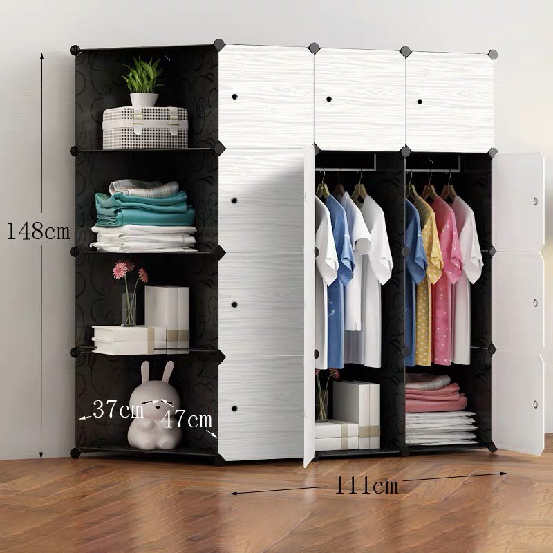 TỦ NHỰA GHÉP 12 Ô & 4 KỆ GÓC  XÉO ĐỂ QUẦN ÁO THÔNG MINH