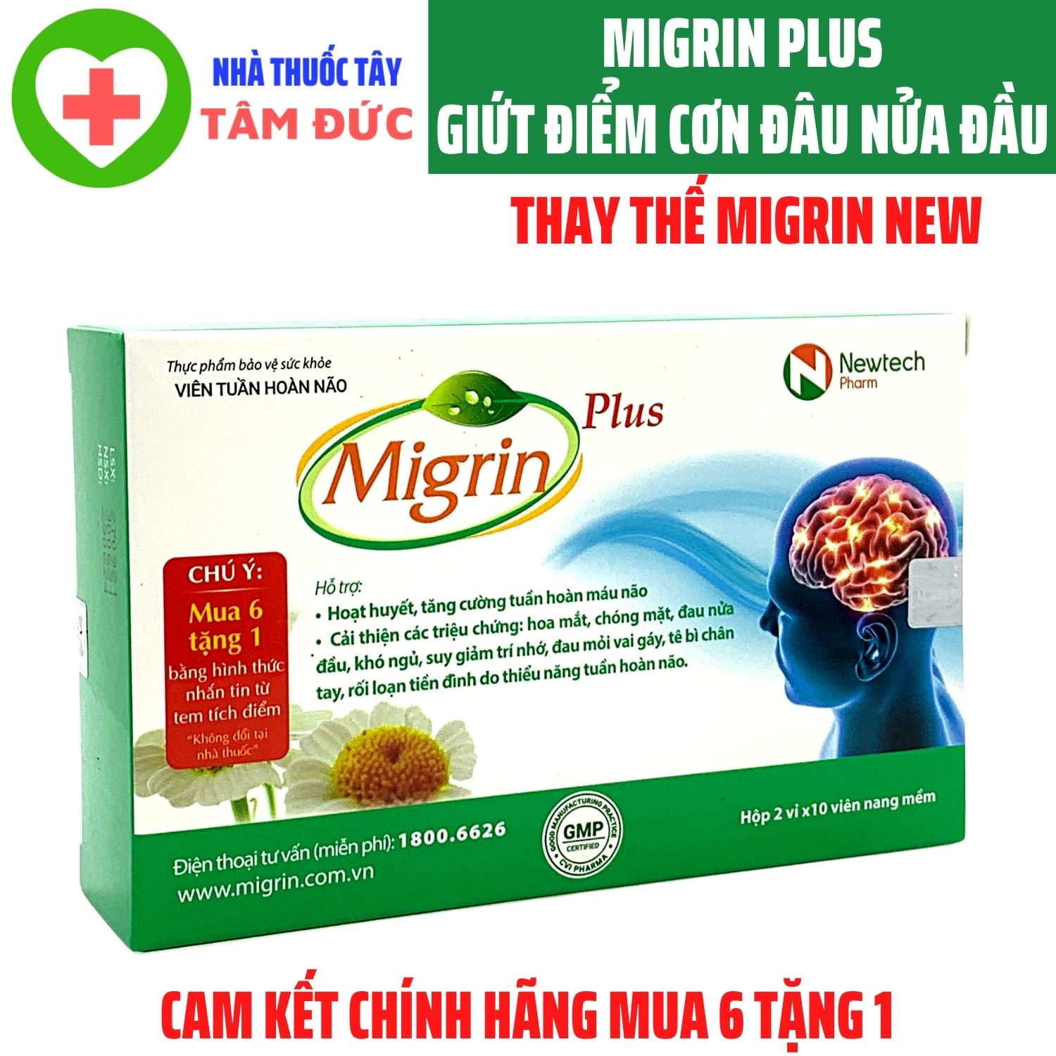 Migrin Plus- Hỗ trợ giảm đau nửa đầu hiệu quả cao- Hộp 20 viên
