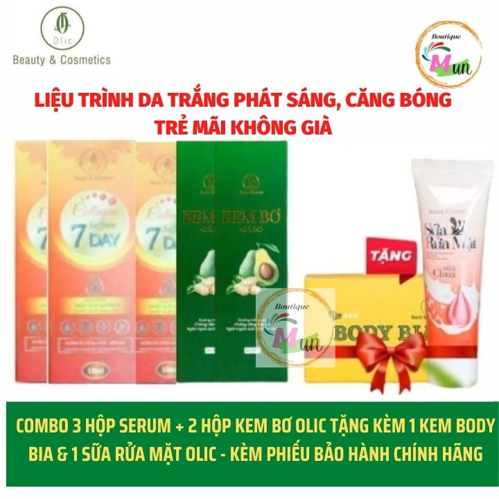 Liệu trình xóa nám Serum collagen tái sinh Olic 3 Hộp + 2 Hộp Kem Bơ Olic TẶNG KÈM 2 SẢN PHẨM