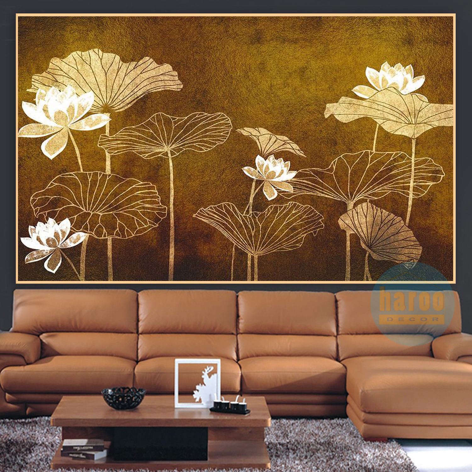 Tranh hoa sen nghệ thuật treo tường trang trí nội thất. Tranh hoa sen treo phòng khách, Spa, Studio, Shop...