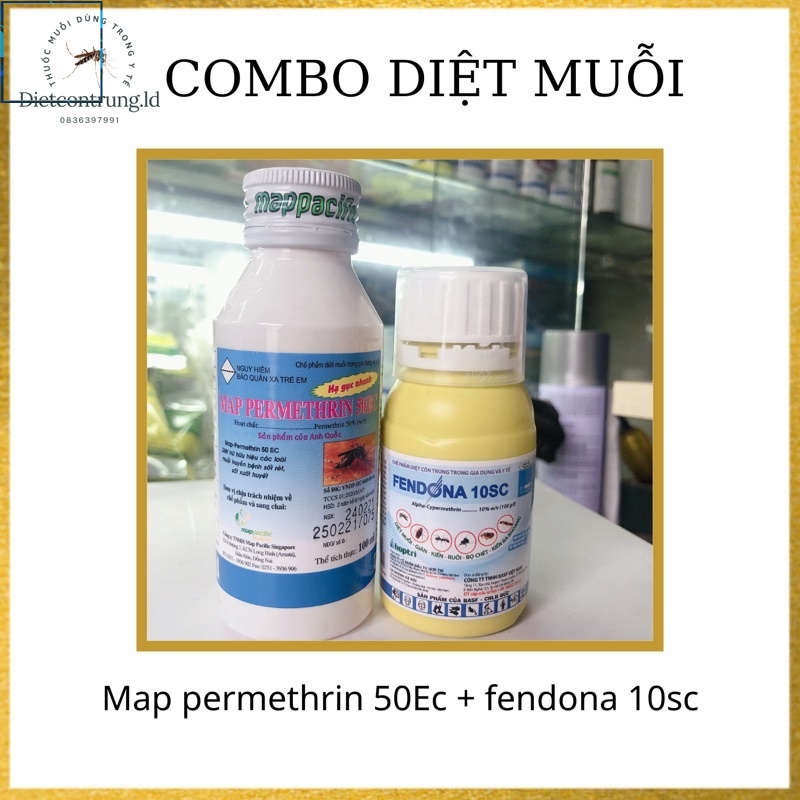 Bộ đôi sản phẩm diệt muỗi, côn trùng - map permethrin 50ec + fendona 10sc .