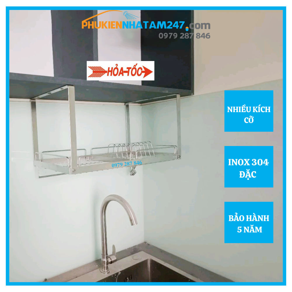 Kệ chén treo đáy tủ Inox 304 PHÁT ĐẠT không rỉ sét, rổ úp chén dĩa, giá để chén bát treo tủ .