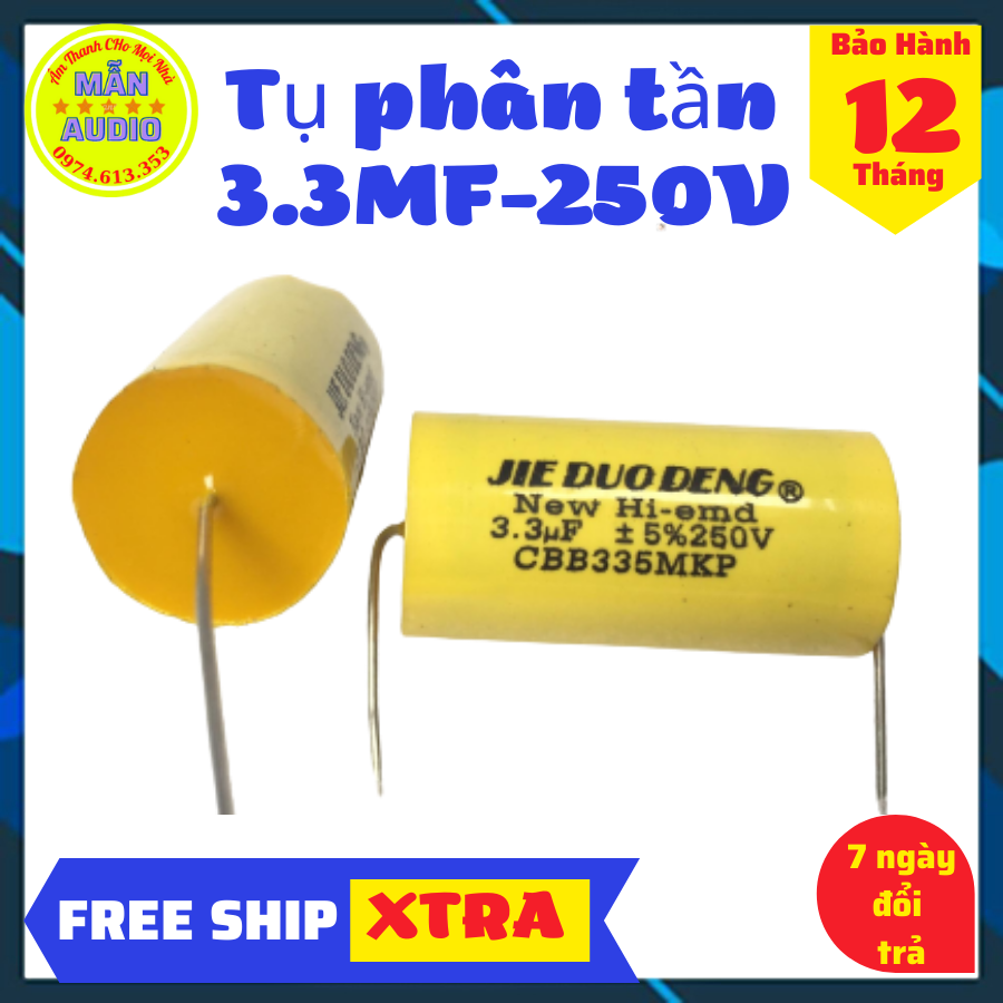 Tụ cản loa treble - 3.3uf - 250v - tụ phân tần loa cao cấp- giá 1 cái