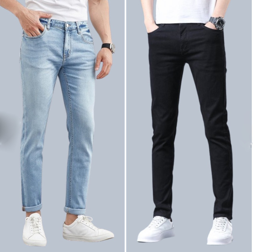 Quần jean nam màu xanh nhạt hm,quần bò nam màu xanh nhạt vải co giãn ms22