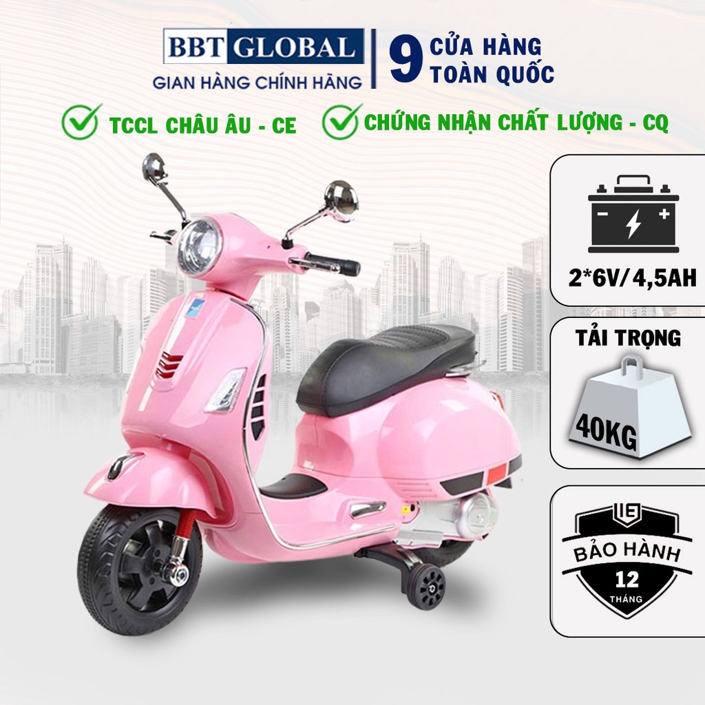 [FREESHIP HN, HCM + BH 2 năm]  Xe máy điện trẻ em BBT GLobal Vespa BBT-6116 -TẶNG MŨ BH