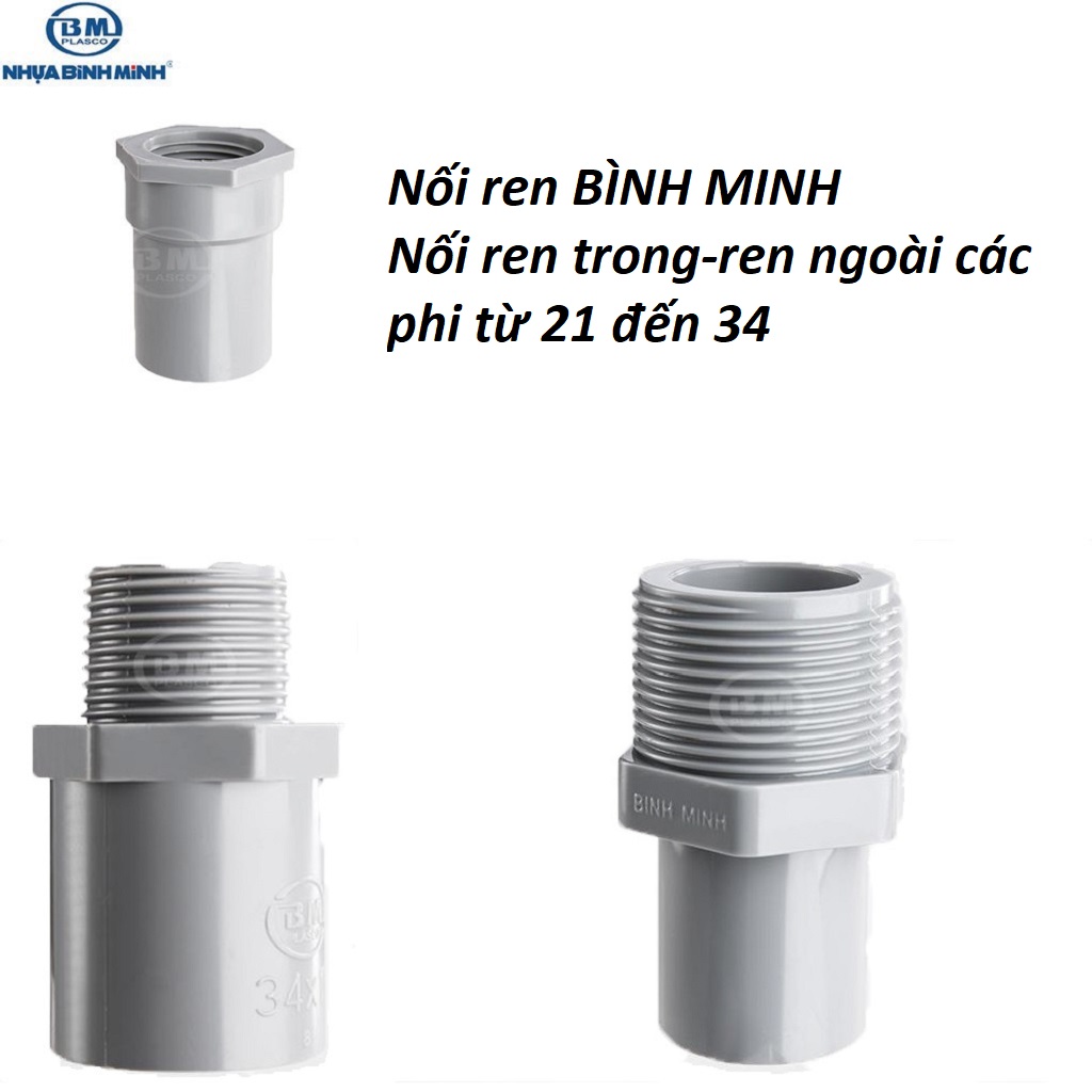 Nối ren trong - ren ngoài bình minh các phi 21-27-34