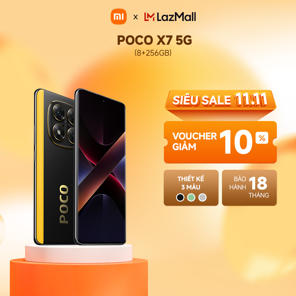 Điện thoại thông minh POCO X7 5G (8+256GB) | Màn hình 120Hz AMOLED Viền cong | D7300-Ultra | Camera