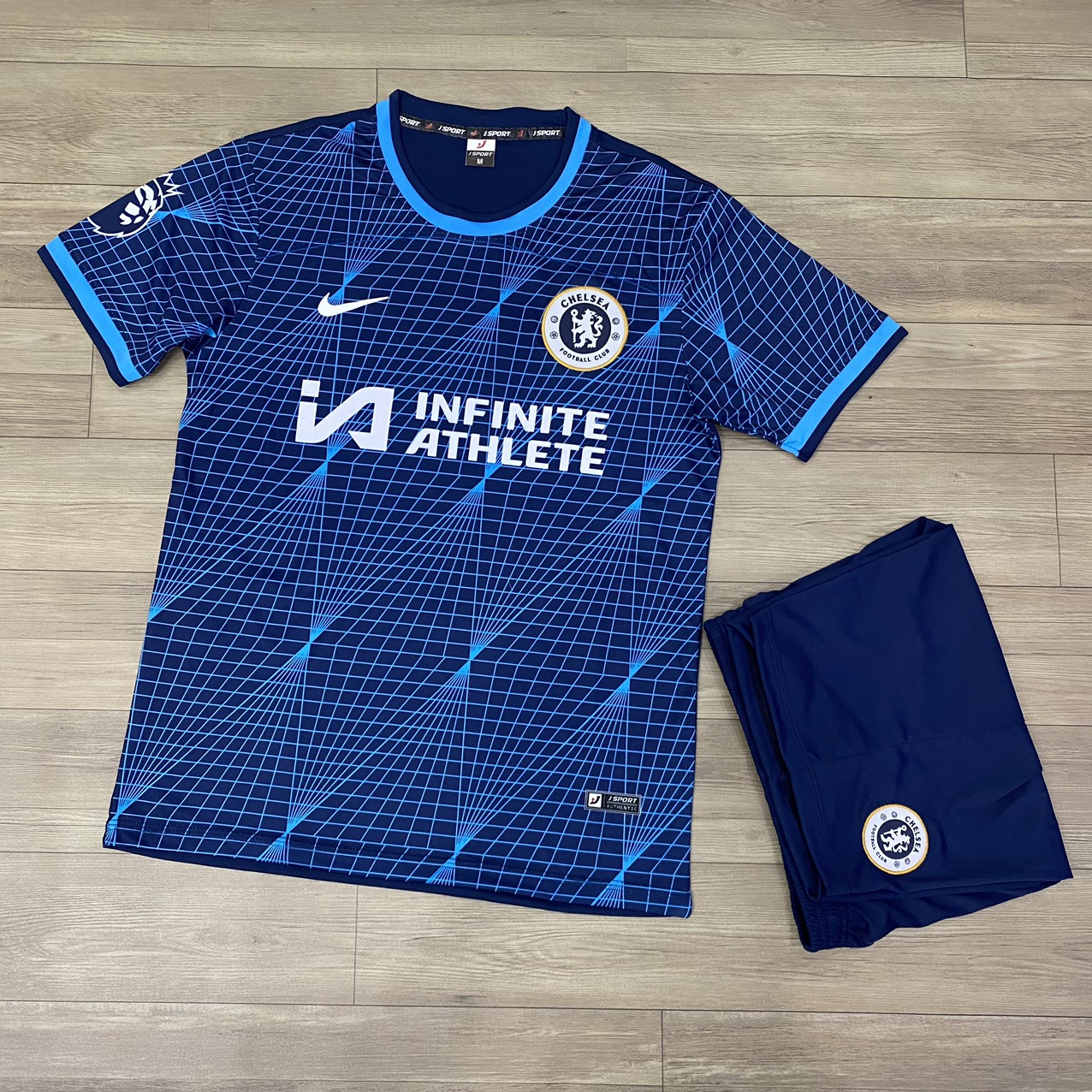 Bộ quần áo đá banh chelsea xanh đen rằn ri sân khách jp flg 2024