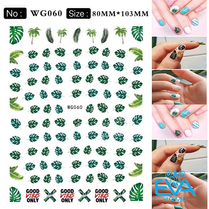 Miếng Dán Móng Tay 3D Nail Sticker Tráng Trí Hoạ Tiết Lá Cây WG060