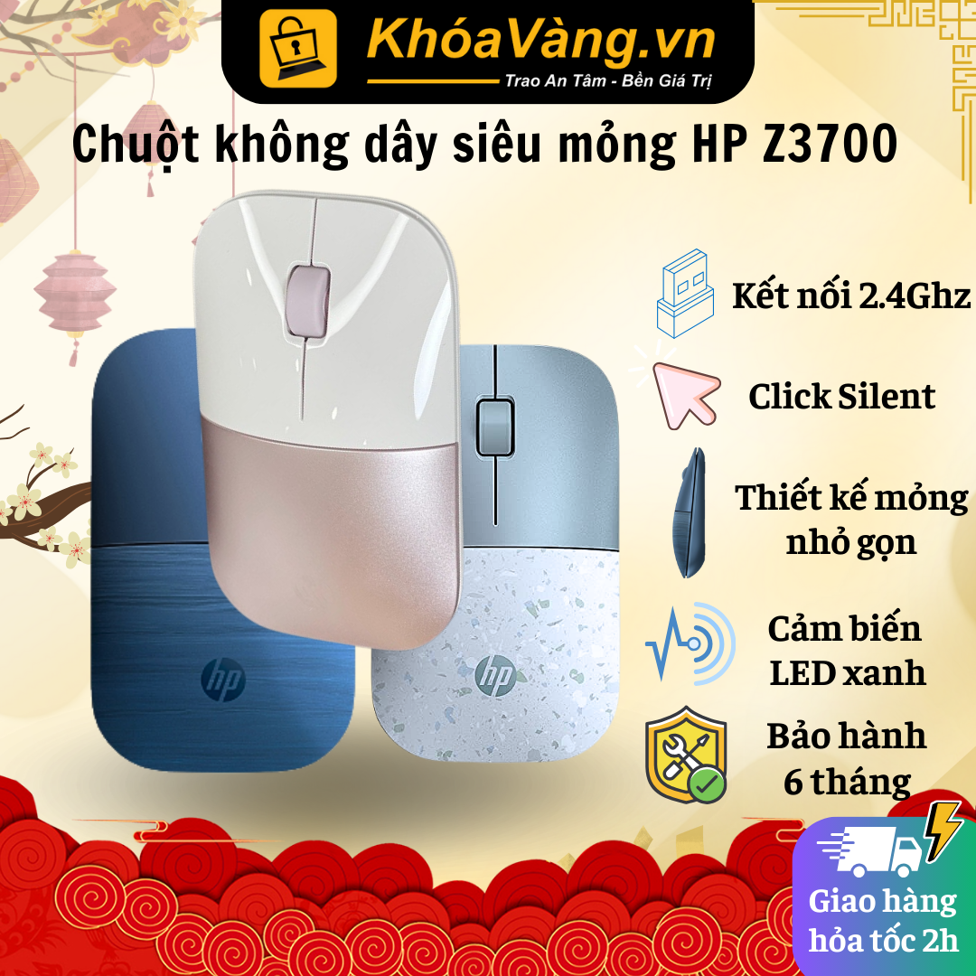 Chuột máy tính không dây hp z3700 chính hãng - jasmine blue