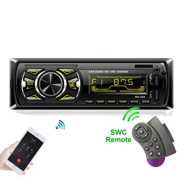 [Hỗ trợ lắp đặt tại Bắc Giang] Bộ Đầu nghe nhạc  kiêm Đài FM cho Ô tô kèm điều khiển gắn vô lăng RK-538