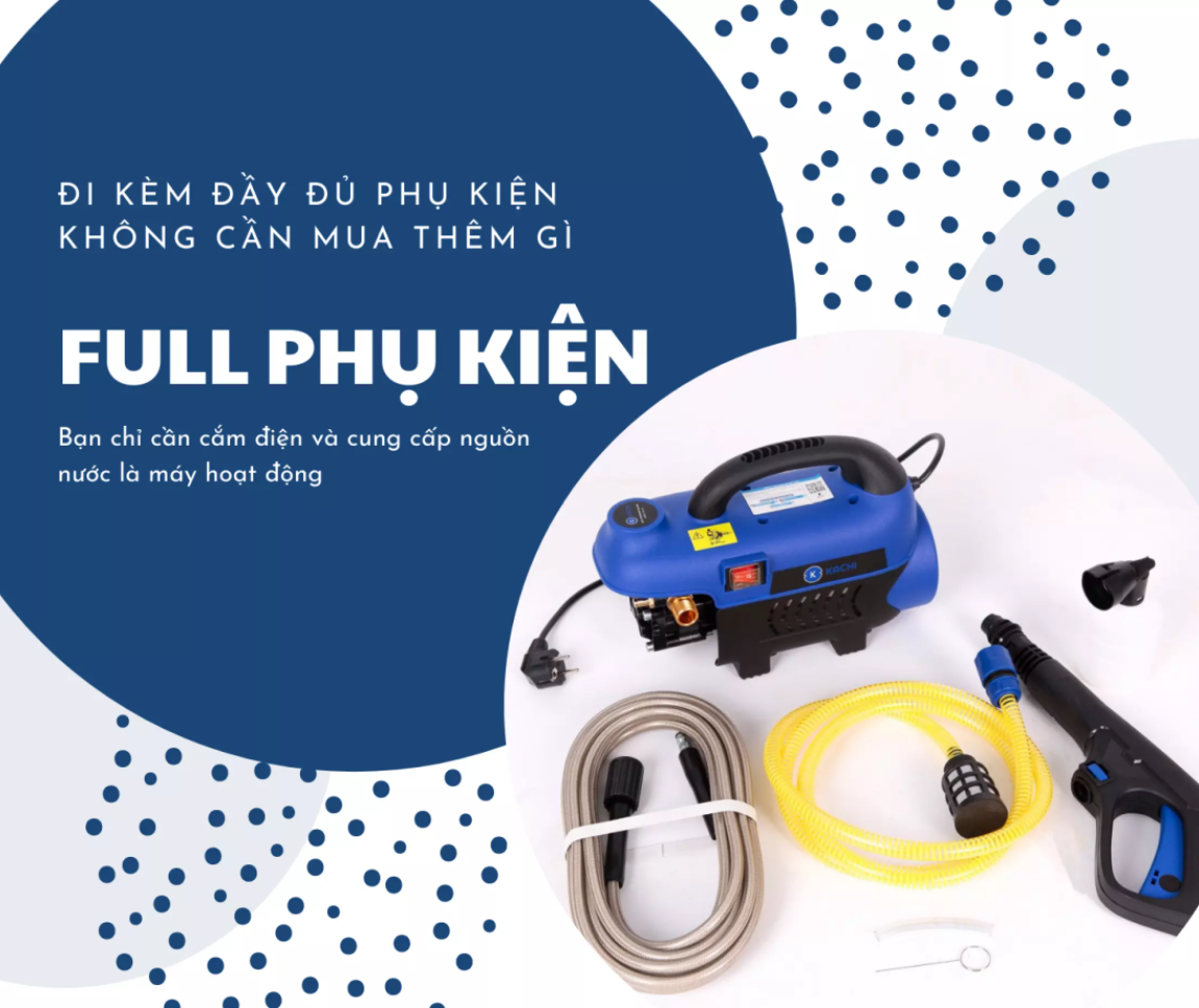Máy xịt rửa xe cao áp cảm ứng từ - motor từ kachi mk164 1400w