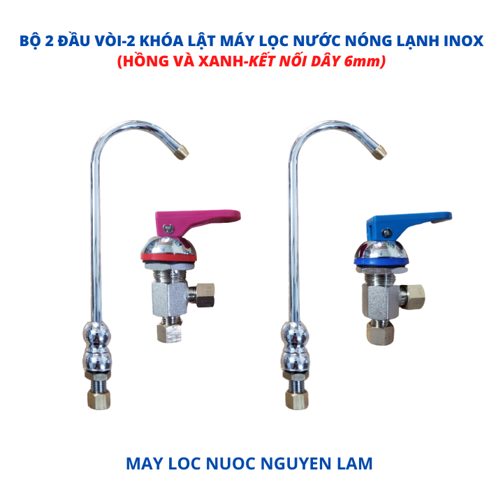 (HCM) Bộ 2 Vòi 2 Khóa Nước Nóng Lạnh-Kết Nối Dây 6mm