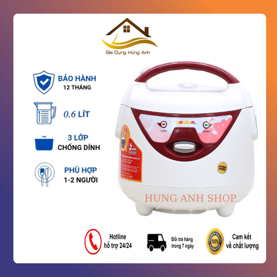 Nồi Cơm Điện mini 3D Goldsun (1L) Thiết Kế Bền Đẹp, Công Nghệ Nấu 3D,Cơm Ngon, Chống Dính Tốt, Bảo Hành 24 Tháng