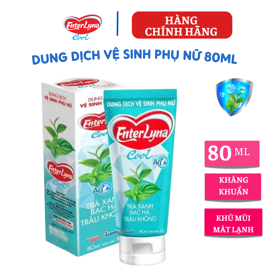 {Hàng chính hãng} Dung dịch vệ sinh EnterLyna Cool {combo 4 chai} 80ml. Dung dịch vệ sinh phụ nữ Nước rửa phụ khoa dung dịch vệ sinh vùng kín