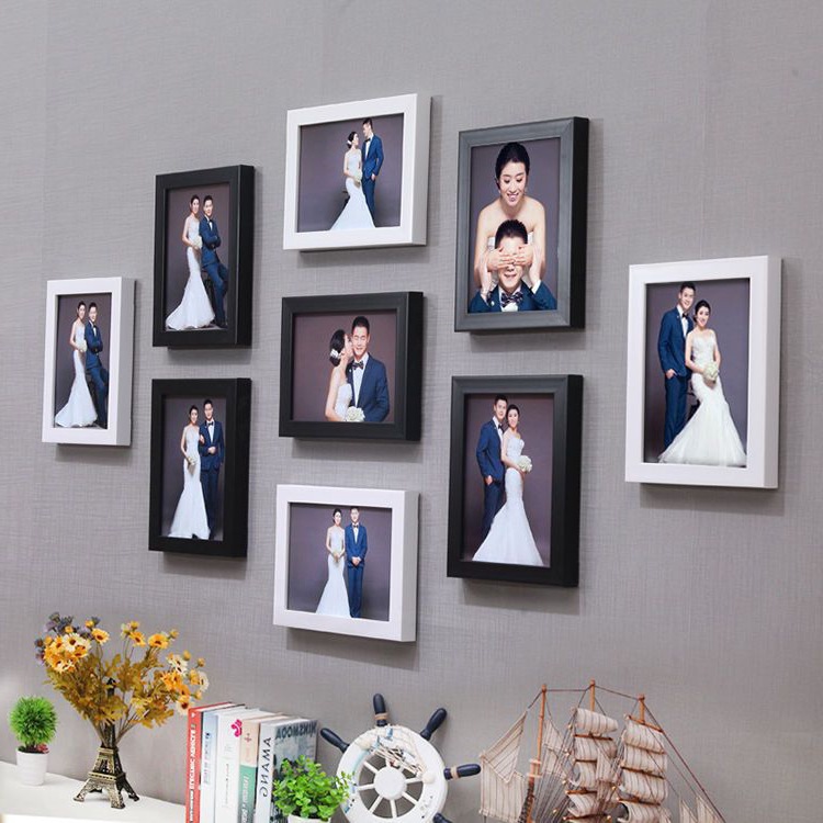 Bộ 9 khung hình trang trí tường - mặt kính 2mm - miễn phí rửa ảnh- veli house