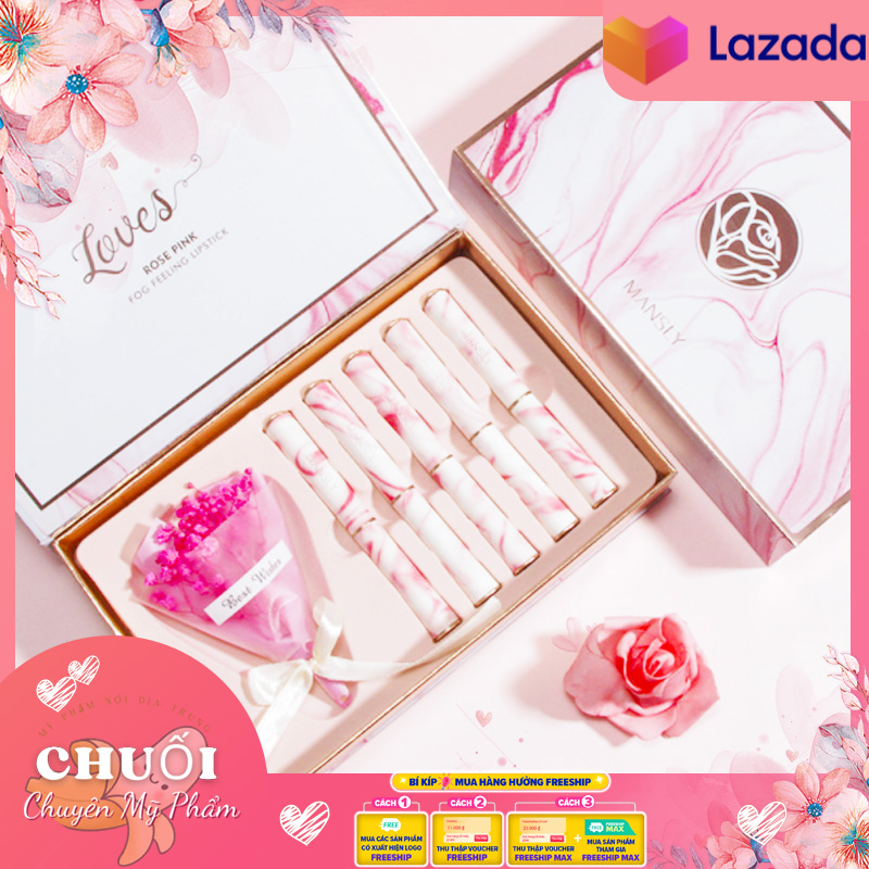 Set 5 cây son thỏi love mansly siêu lì mịn cực hot | son mansly nội địa trung bộ 5 thỏi chính hãng | set 5 cây son sáp lì mansly siêu mịn cực hot - ảnh thật do shop chụp