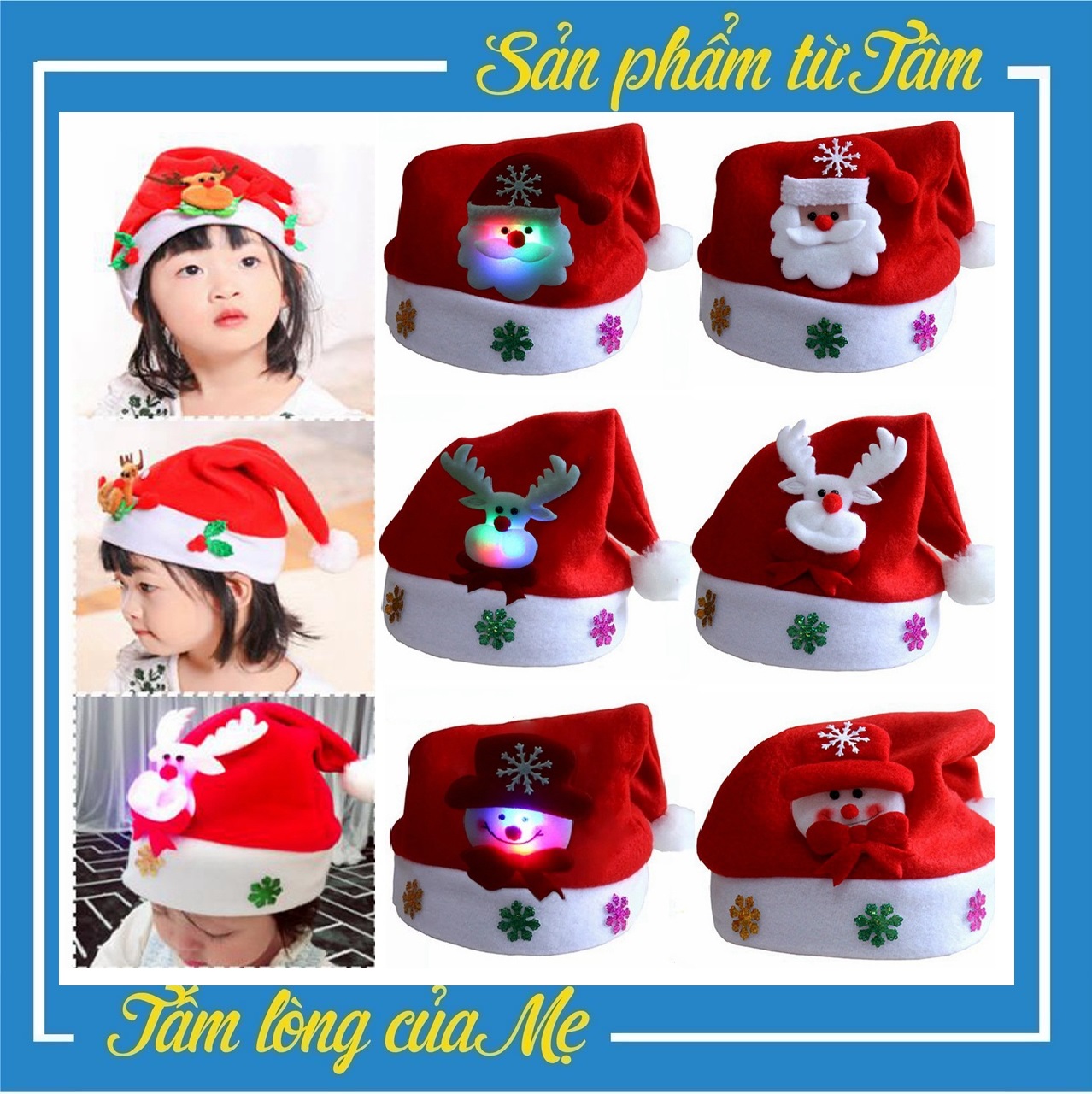 Mũ ông già noel có đèn led dễ thương cho giáng sinh