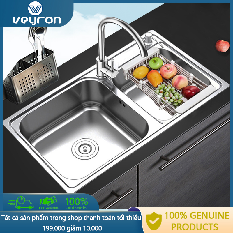 Chậu Rửa Chén Bát chậu rửa dày cao cấp Inox 304 chậu rửa 7 phụ kiện chậu rửa bảo vệ môi trường dễ rửa chậu rửa