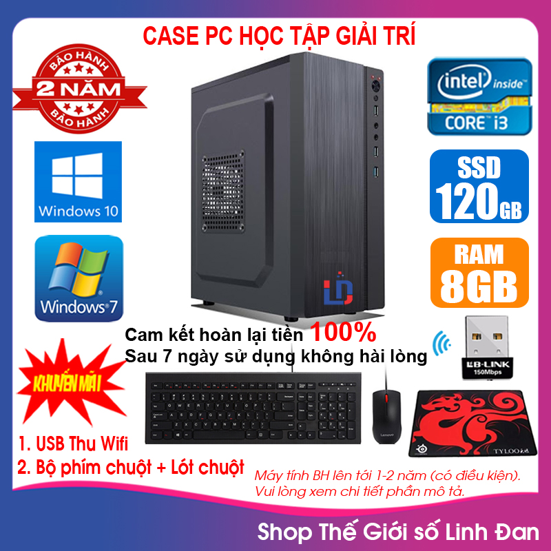 [Trả góp 0%]Case máy tính lắp ráp học tập CPU G3220 / Core i3 4130 / Ram 4-8GB / SSD 120-240GB [TẶNG: Bộ phím chuột + USB thu wifi +  bàn di chuột] VPi34 - LLD