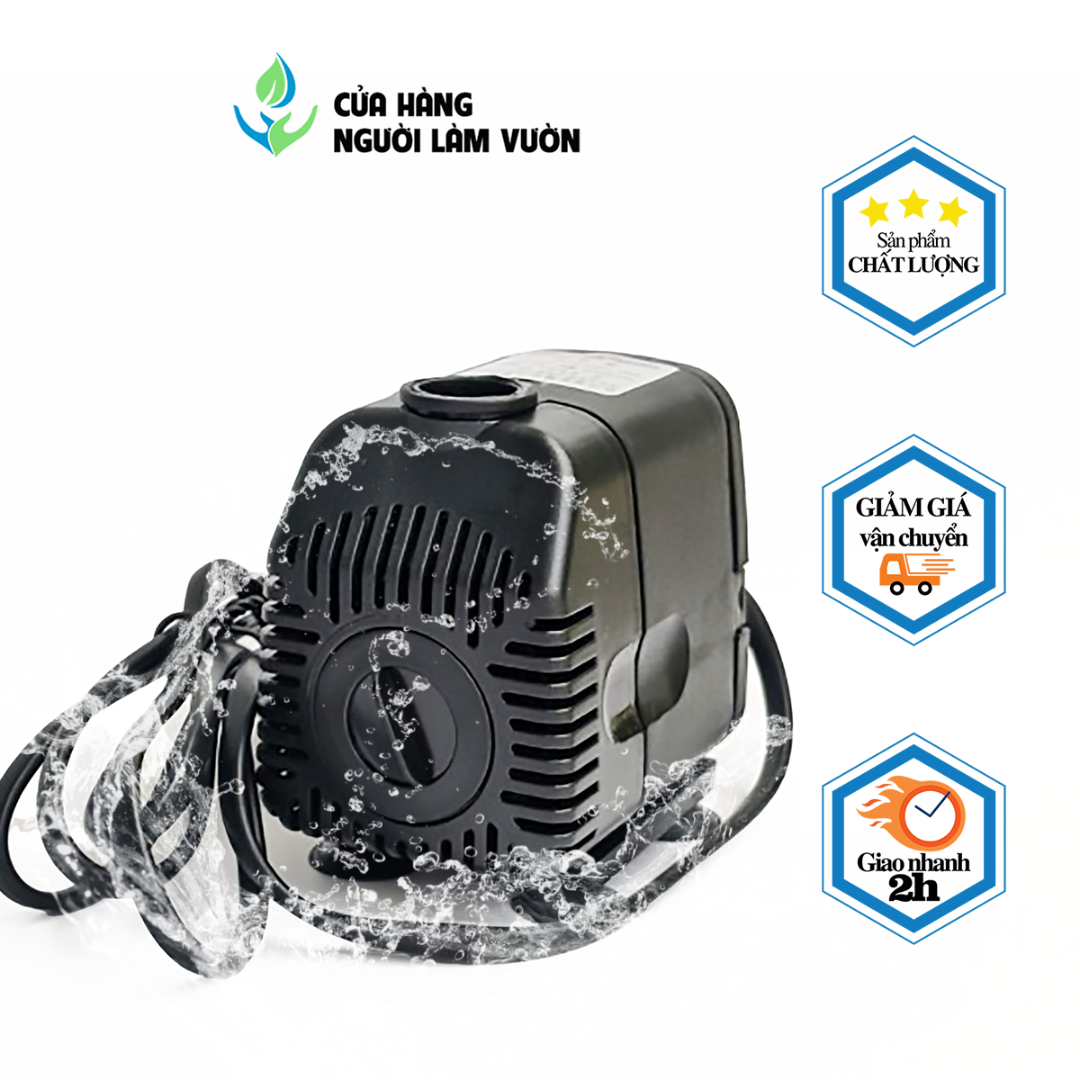 Máy bơm hồ cá kèm tạo oxy - máy bơm chìm cho hệ thống thủy canh LIFETECH công suất 18W lưu lượng 1200L/h