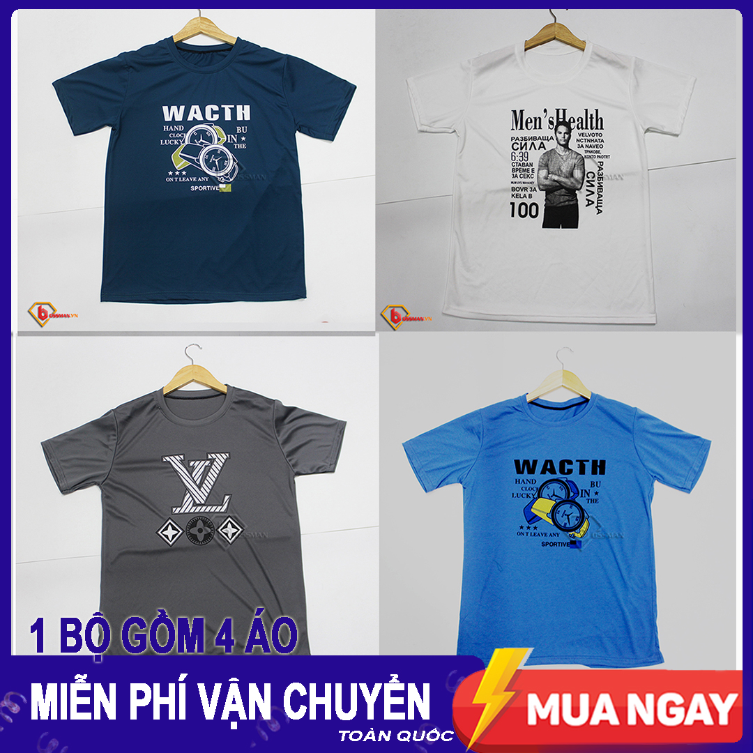 Combo 4 áo thun nam thun co giãn - màu ngẫu nhiên