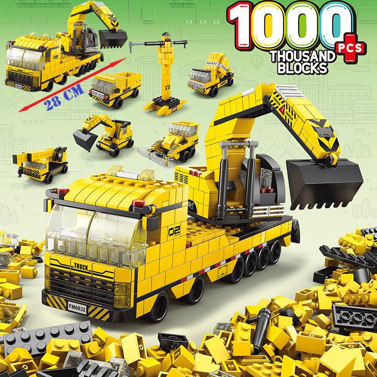 Máy Xúc 1000 Chi Tiết - Bộ đồ chơi trẻ em lắp ghép mô hình máy xúc, Lắp ráp mô hình máy cầu, máy xây dựng dochoilapghep