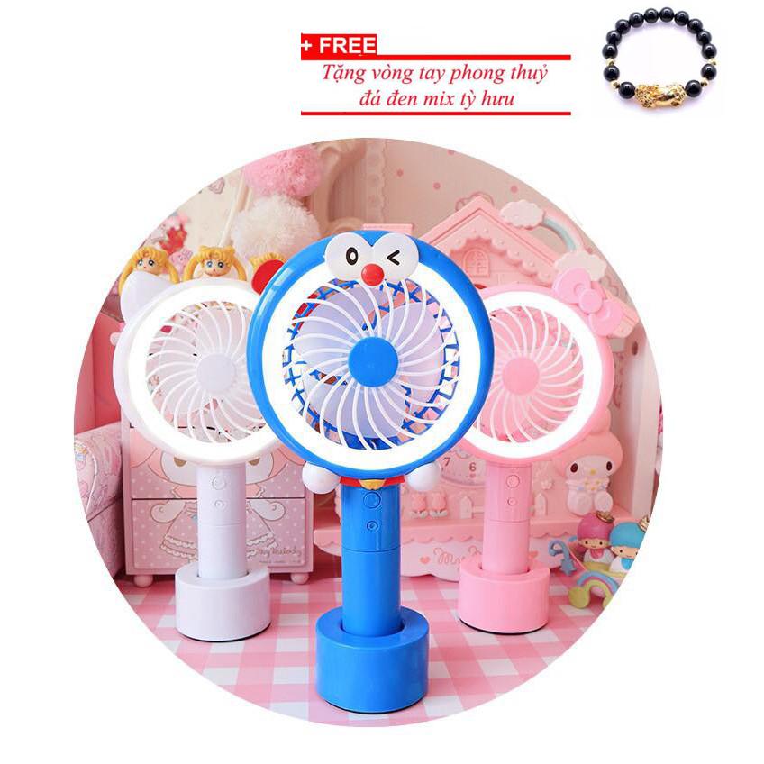 Quạt Cầm Tay Mini 3 Cánh Pin Sạc Có Đế (Xả Kho - Giá Sốc) Quạt Mini Cầm Tay - Quạt Mini Fan - Tặng Vòng Tỳ Hưu