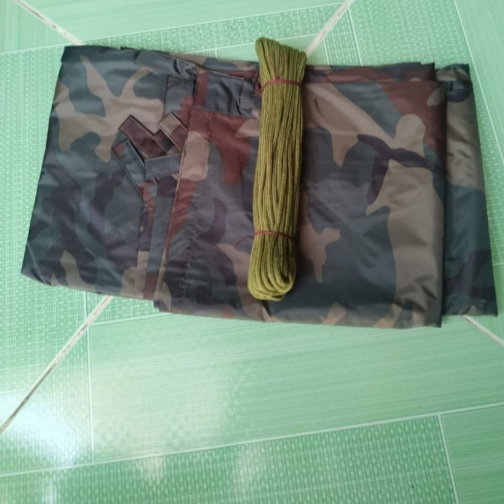 Combo tấm tăng in loang làm lều trại (1m8x3m2) + 16m dây dù