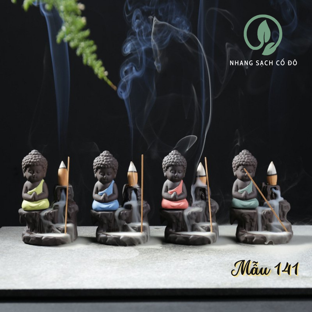 Thác khói trầm hương, thác trầm hương, thác khói trầm hương tiểu cảnh chú tiểu thiền định, thư giãn được làm từ gốm sứ