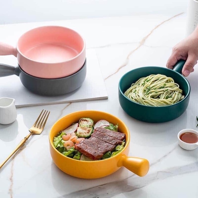 Bát sứ có tay cầm - bát sứ đựng đồ ăn siêu cute