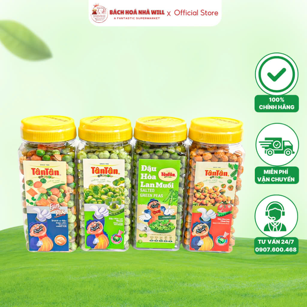 Đậu Hoà Lan Tân Tân Nhiều Vị Hũ Nhựa 190g  Dạng Hũ Kín Đáo, Tiện Lợi
