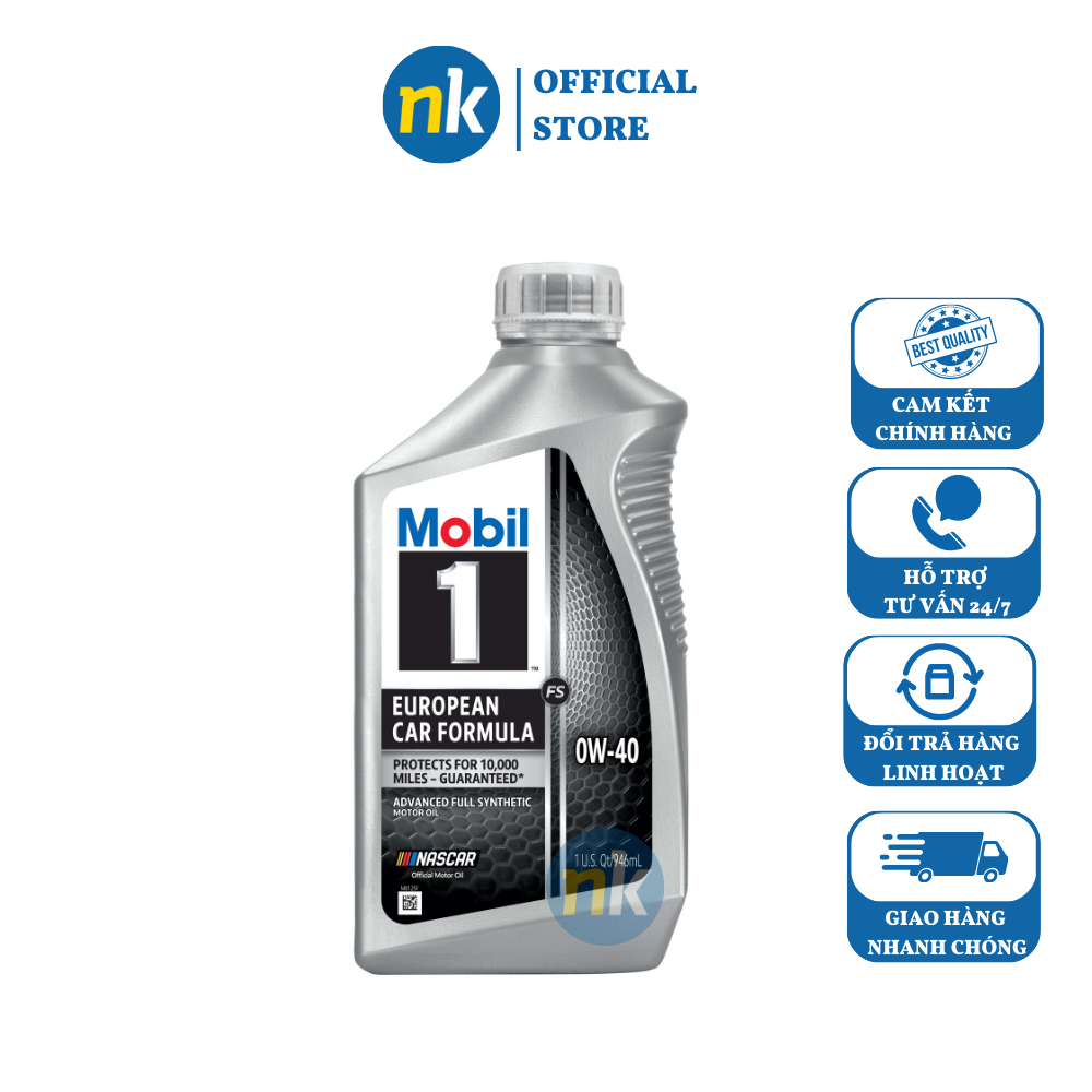 ]Nhớt tổng hợp cao cấp Mobil 1 SAE 0W40 Full Sythetic 946ml (nhập khẩu USA)