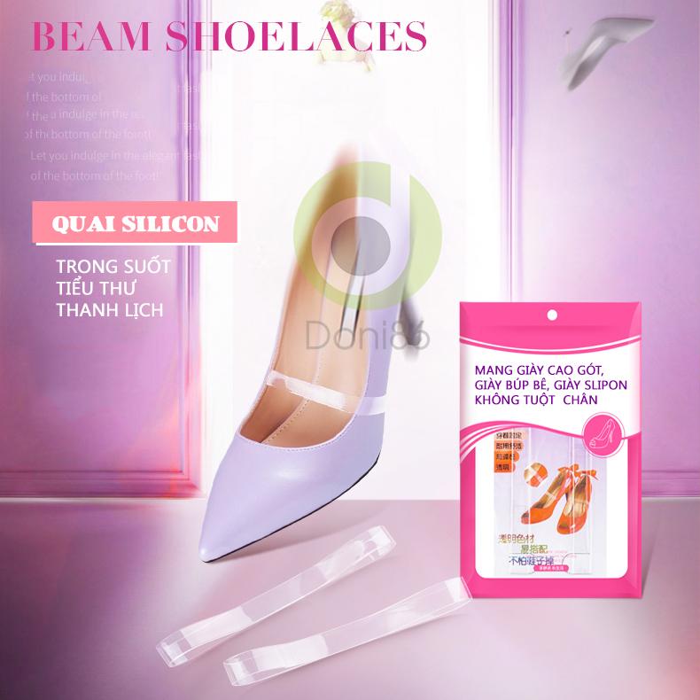 1 Cặp Quai giày silicon trong suốt giúp mang giày cao gót hoặc giày búp bê không bị tuột chân DONI86 PK39