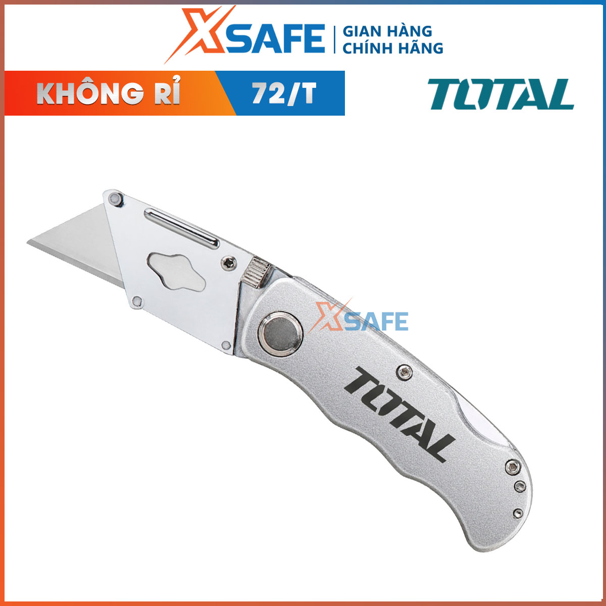 Dao rọc giấy TOTAL THT513613 Dao rọc xếp lưỡi bằng thép SK5, kèm theo 5 lưỡi dao Lưỡi dao sắc bén cắt, rọc xếp dễ dàng chịu nhiêt chịu lực chịu tác động