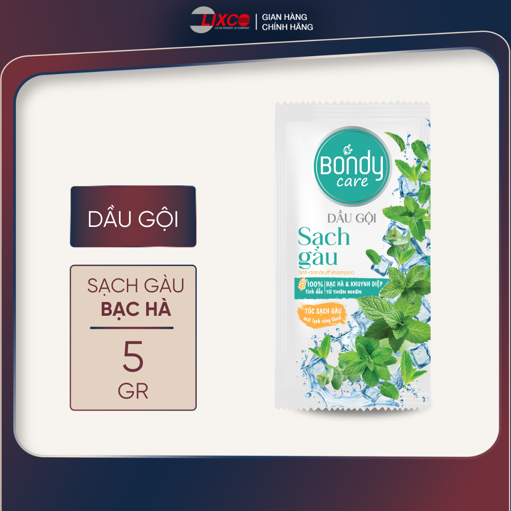 Dây 14 gói dầu gội Bondy Care sạch gàu, giảm ngứa, dầu gội làm sạch da đầu giảm rụng lưu hương tự nhiên 5g Lixco Việt Nam Z1019