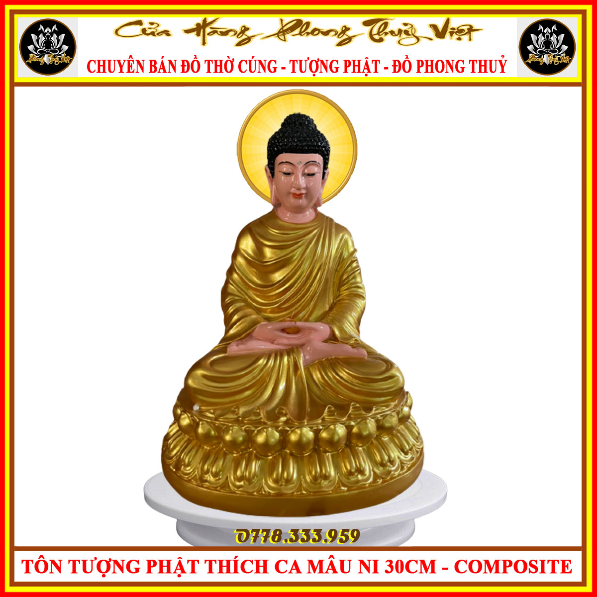 Tôn tượng phật thích ca mâu ni 30cm - composite