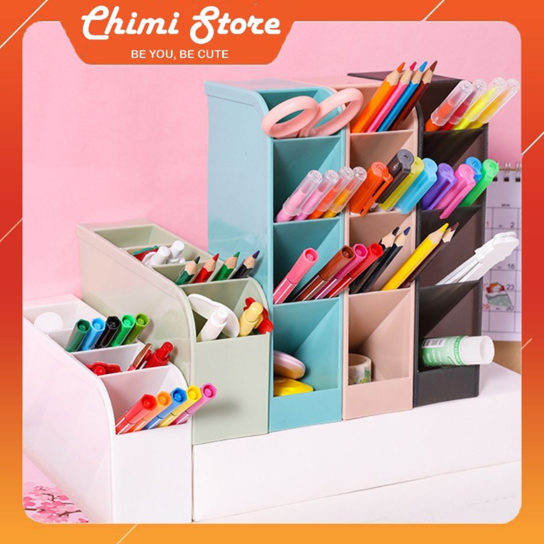 Kệ 4 tầng đựng bút Chimi Chimi PK029, kệ để đồ dùng học tập chất liệu nhựa nhiều màu lựa chọn