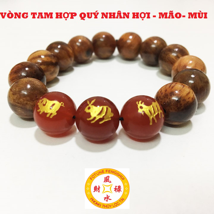 Vòng Tam Hợp HỢI- MÃO- MÙI Gỗ Huyết Long dành cho người Lợn Mèo Dê