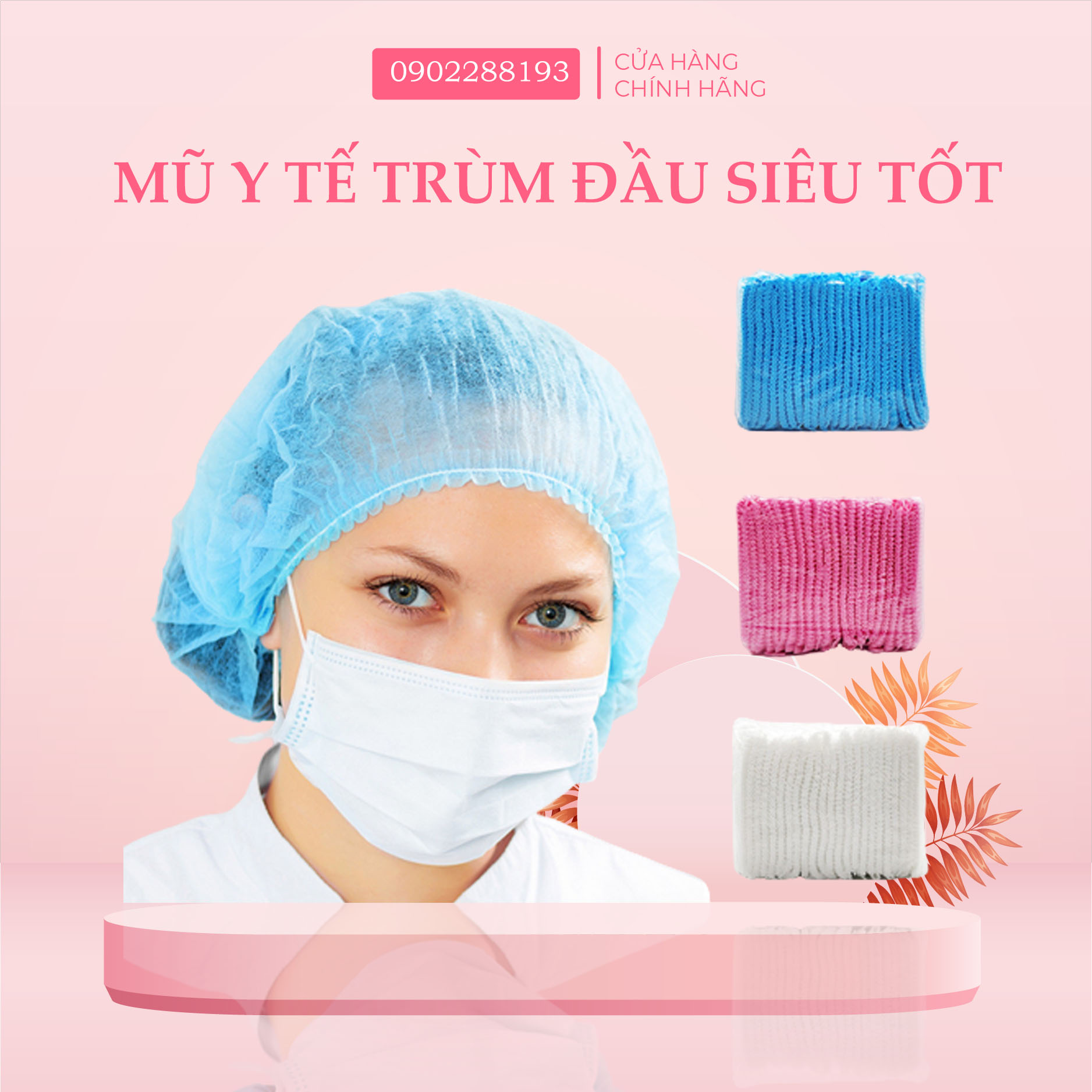 Mũ y tế - trùm đầu y tế nón trùm đầu hỗ trợ spa - phun xăm dcpx