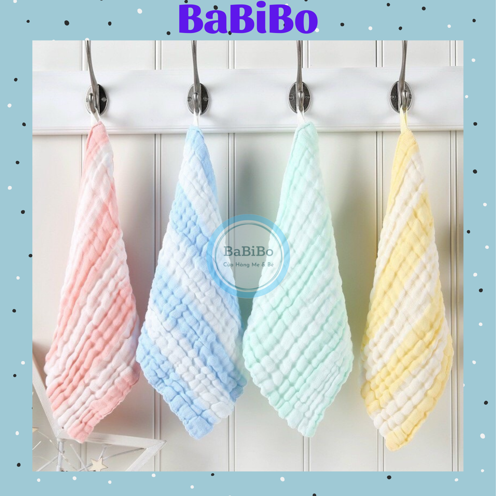 Khăn xô sữa màu nhăn 6 lớp siêu mềm cho bé - Babibo