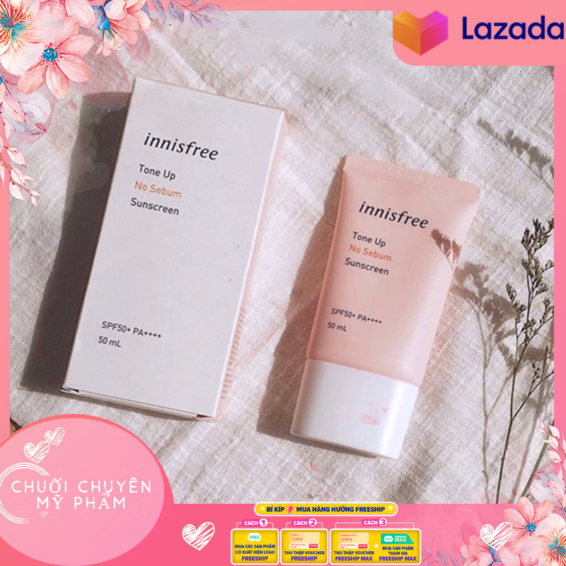 [HCM]Kem Chống Nắng Nâng Tone Kiềm Dầu Che Phủ Lỗ Chân Lông Innisfree Tone Up No Sebum Sunscreen SPF50/PA++++ 50ml | KEM CHỐNG NẮNG INNISFREE TONE UP NOSEBUM