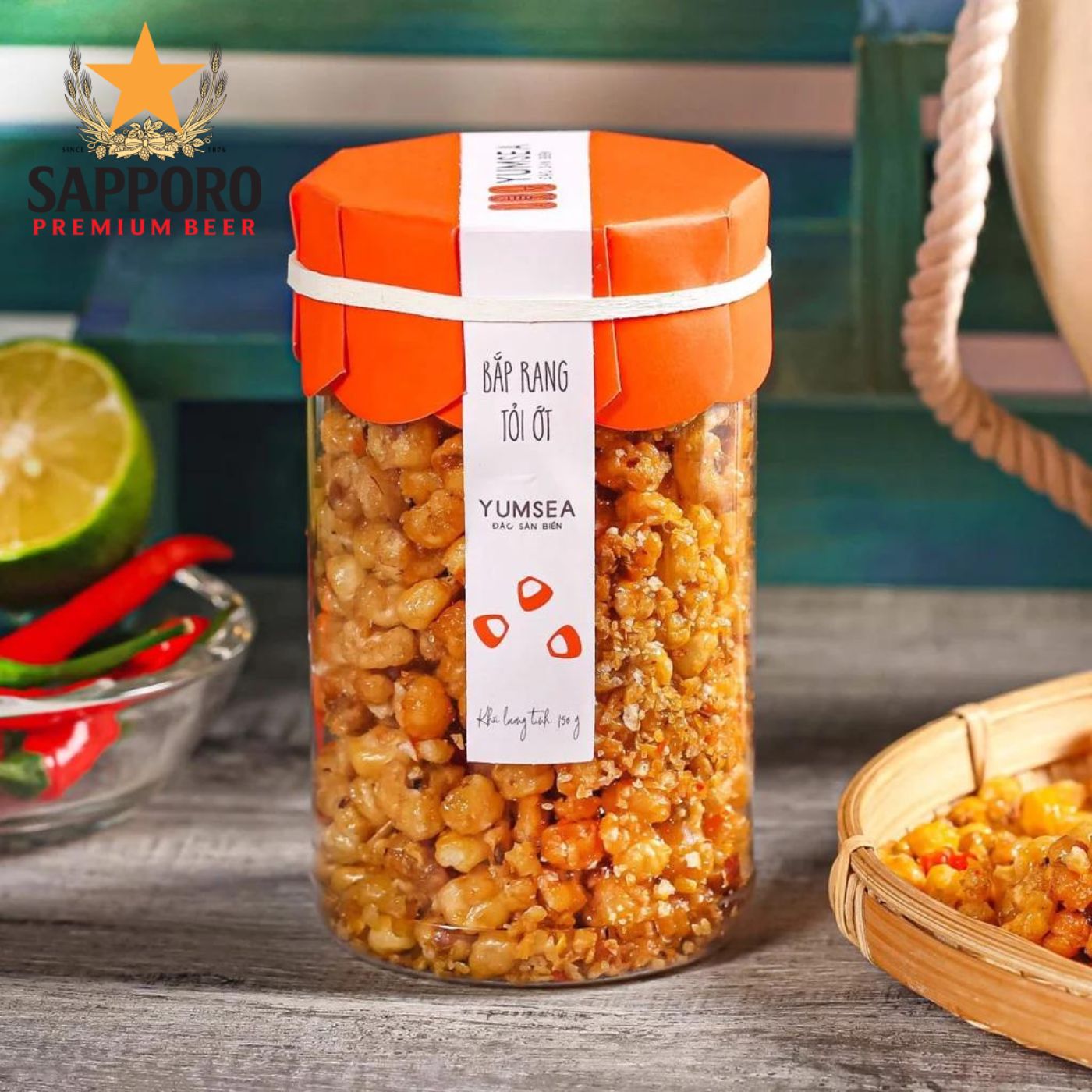 1 hộp bắp rang tỏi ớt l'angfarm - 150 gram
