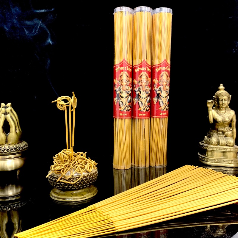 Nhang thần tài thái lan cao cấp - nhang vàng tài lộc - hương sạch không khói thắp cuốn tàn đồ thờ cúng