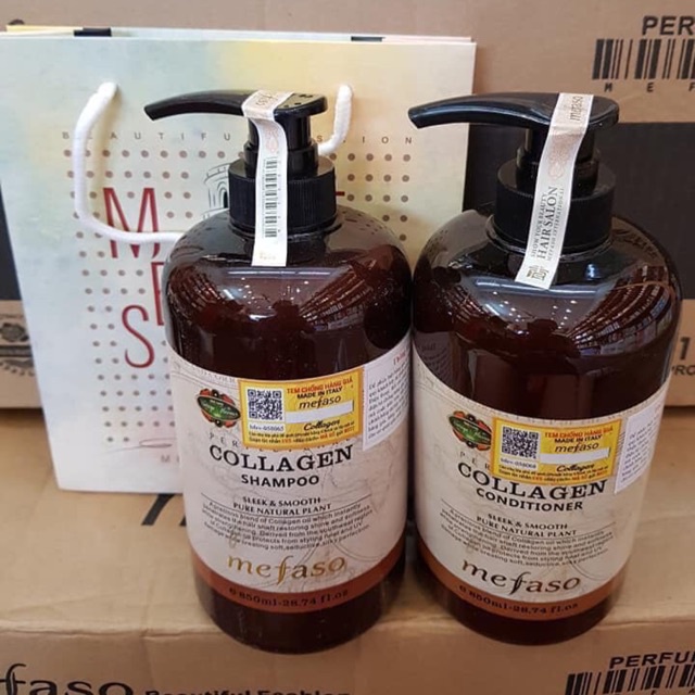 Cặp dầu gội và dầu xả collagen mefaso 850ml - gội xả collagen argan mefaso