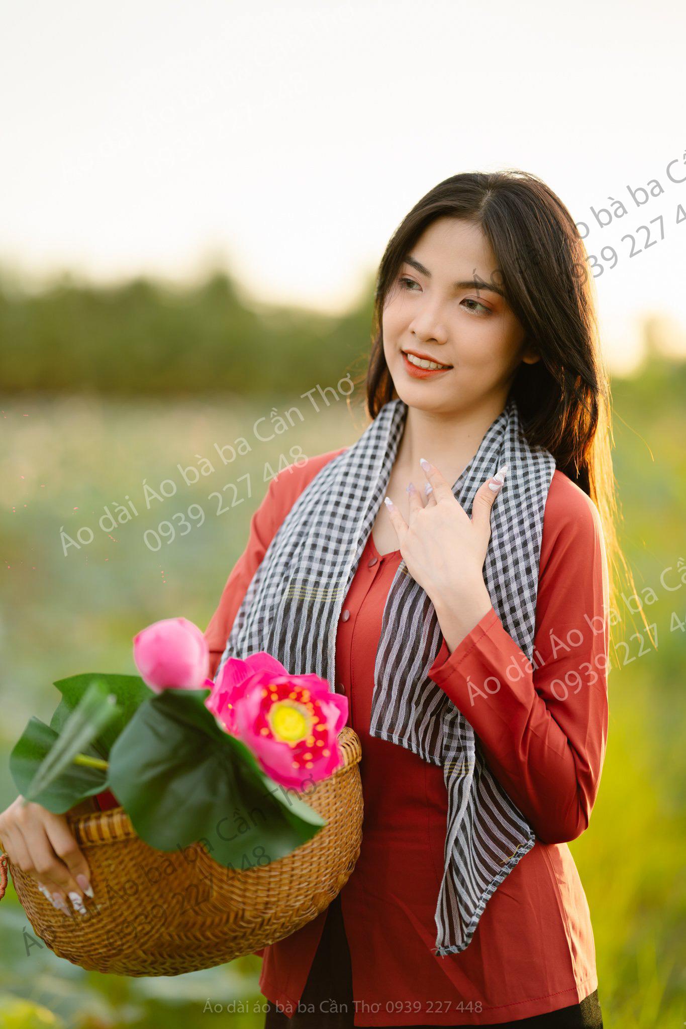 Bộ áo bà ba nữ coton - Áo bà ba coton màu cam đất truyền thống miền Tây - Có bộ bà ba Bigsize- may sỉ bà ba toàn quốc - May bộ bà ba theo yêu cầu