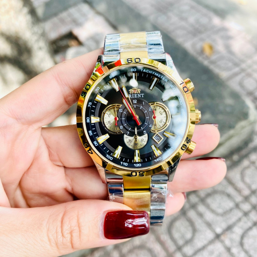 [HCM]Đồng hồ nam dây kim loại 0RIENT 6 kim size 44mm dây Demi chống nước vỏ thép không gỉ đồng hồ nam cao cấp