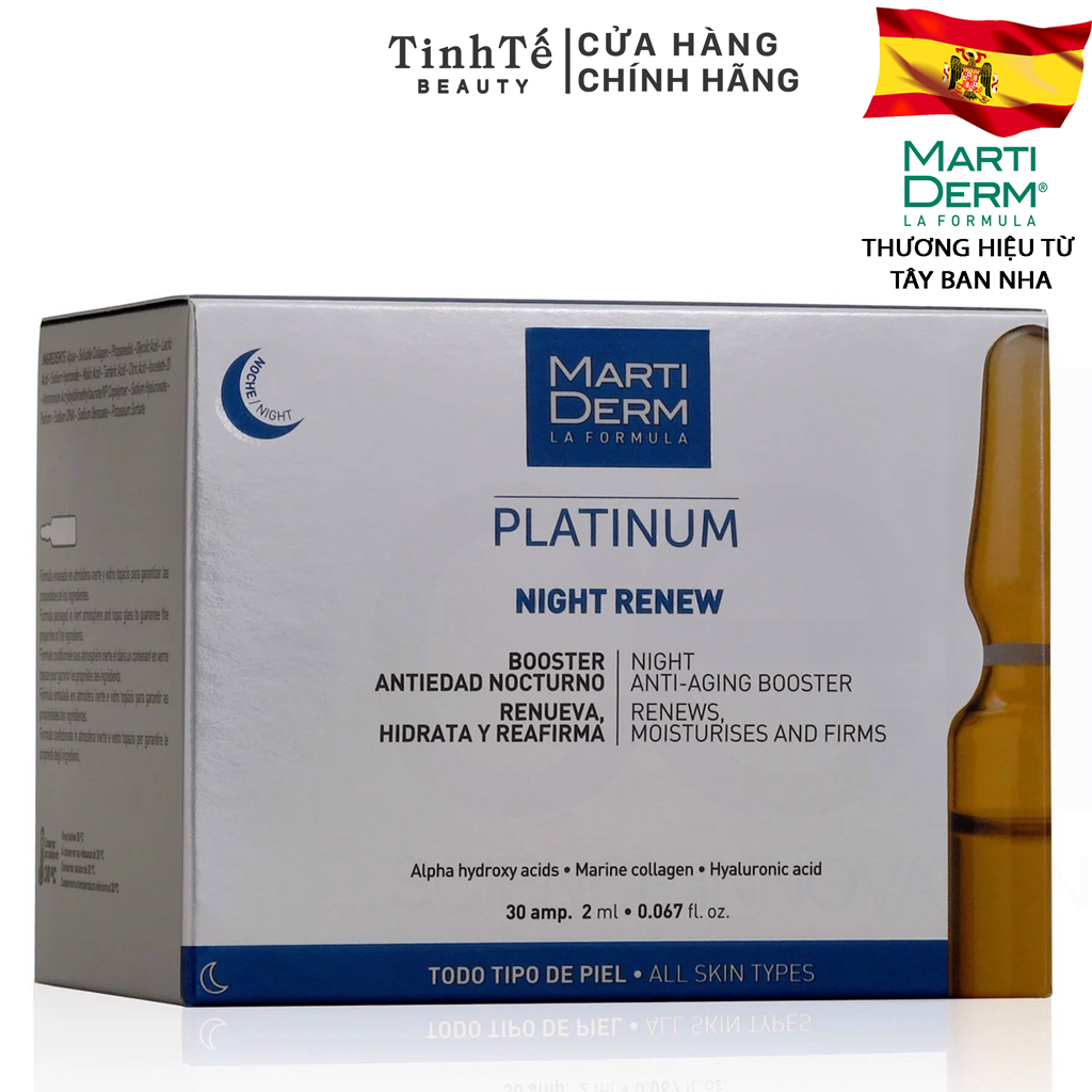 Ampoule Chống Lão Hoá & Tái Tạo Da Ban Đêm - MartiDerm Platinum Night Renew Ampoule (2ml x 30 ống)